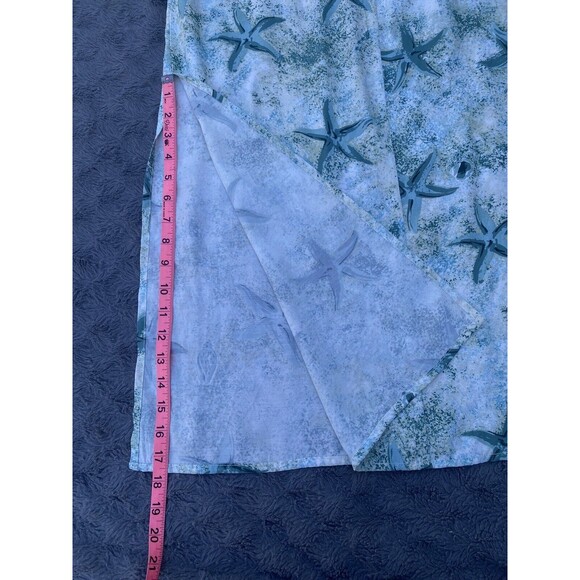 Vtg Sleeveless Maxi Dress Size S Small Square Neck Pocket Starfish Print Rayon - Picture 12 of 16